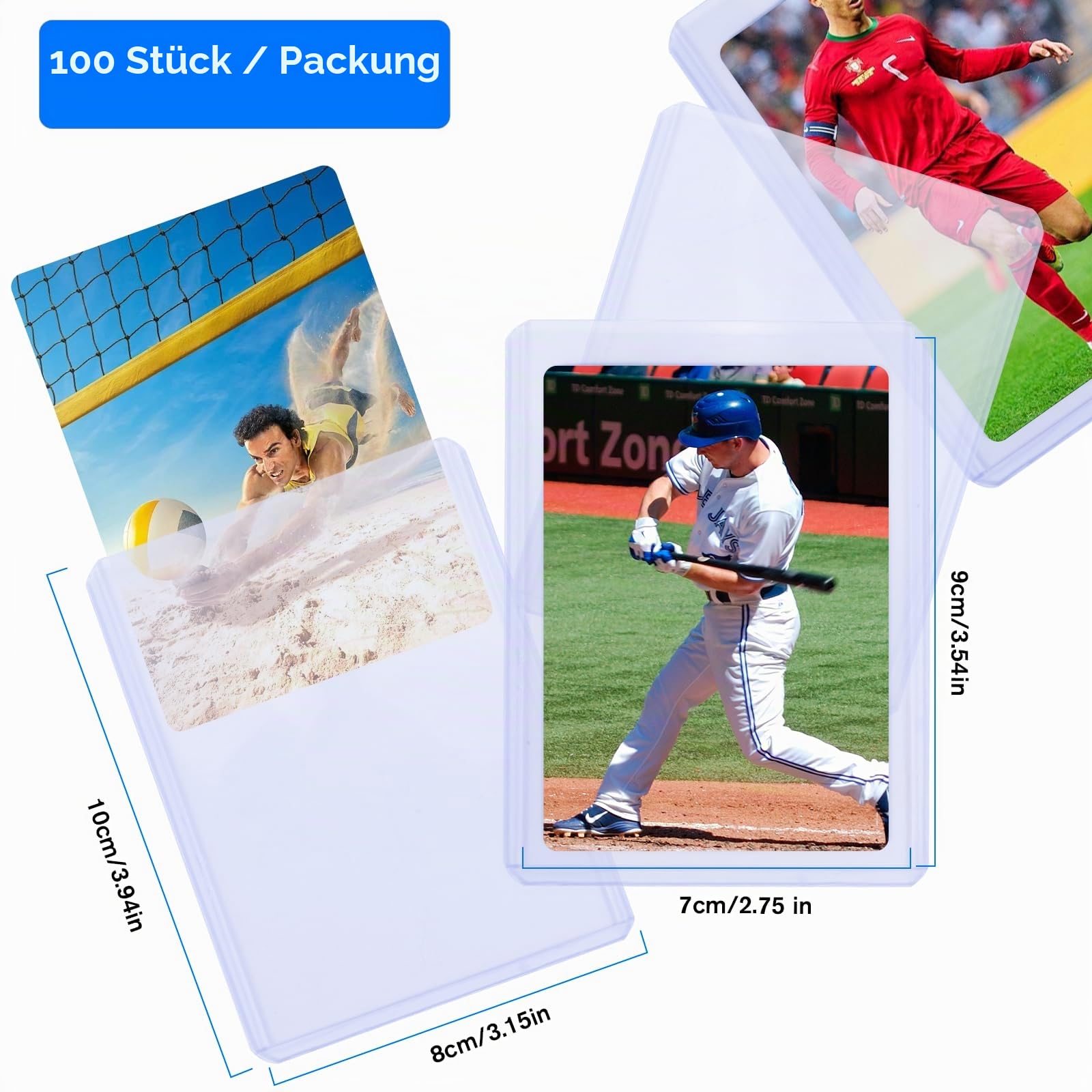 Transparente Kartenschutzhüllen 100 er Set Card Sleeves Clear Regular Dicke Sammelkartenhüllen Geeignet für Sportkarten, Sammelkarten, MTG, Pokemon Magic