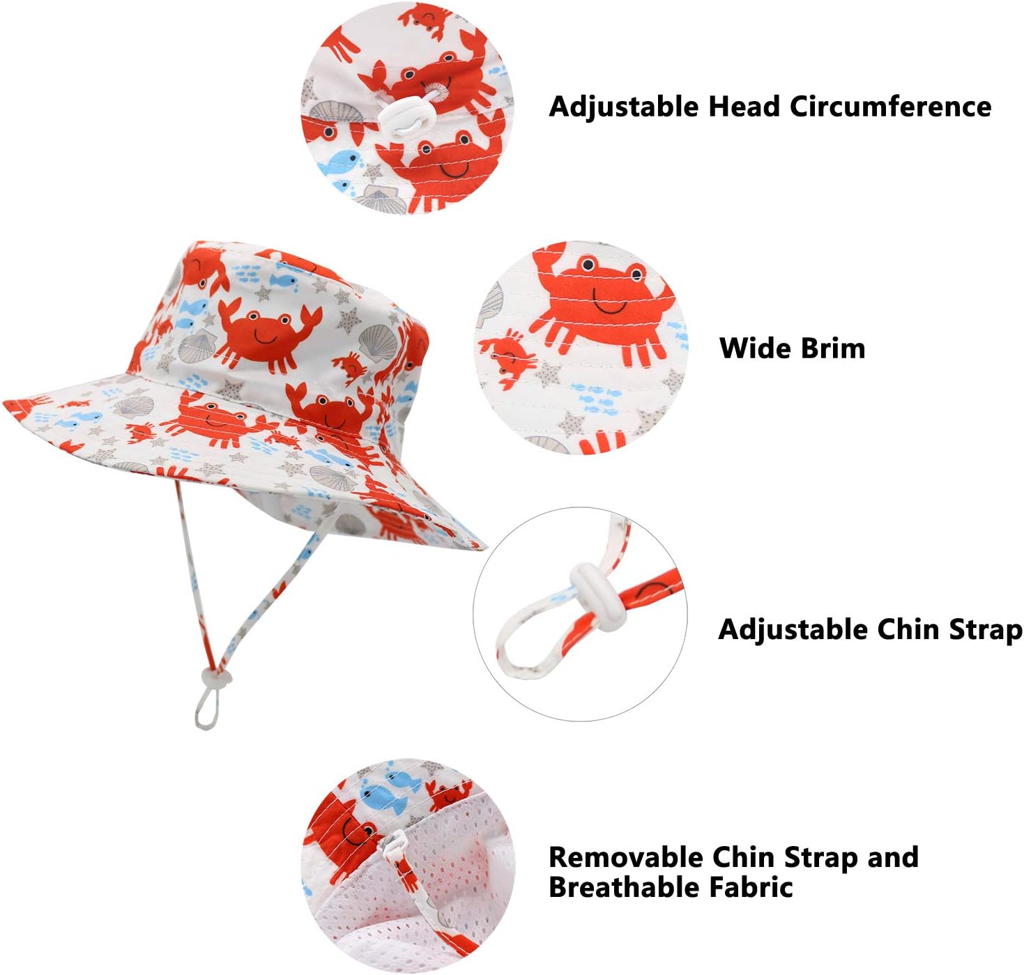 Sarfel Baby Sun Hat Toddler Summer Hats UPF 50+ Baby Bucket Hat Kids Beach Hats for Baby Boys - Image 2