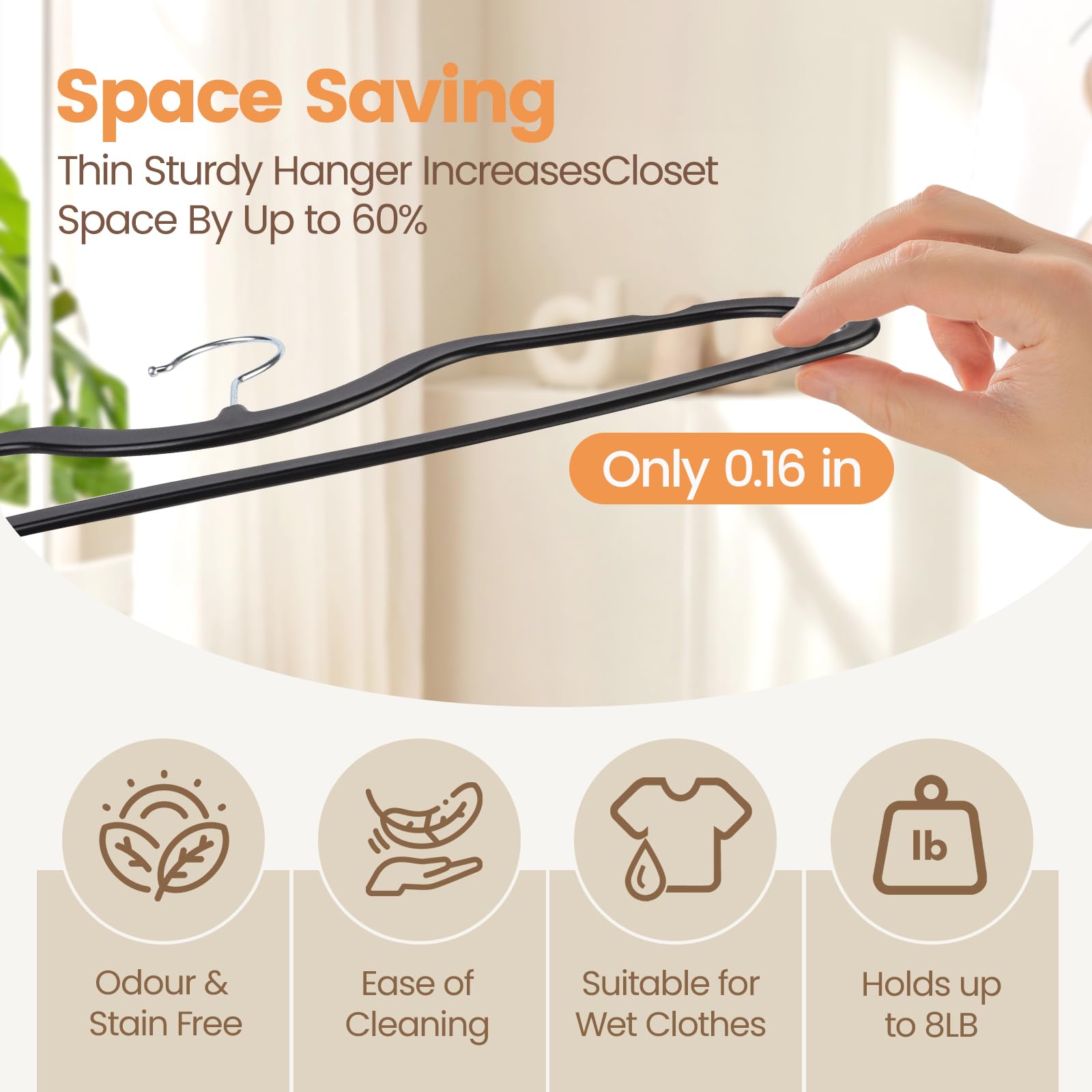 Paquete de 40 perchas de plástico de cuello corto, ultradelgadas, de plástico ABS, gancho giratorio de 360°, ideal para organización de armario, se adapta a abrigos, camisas, vestidos y más (40