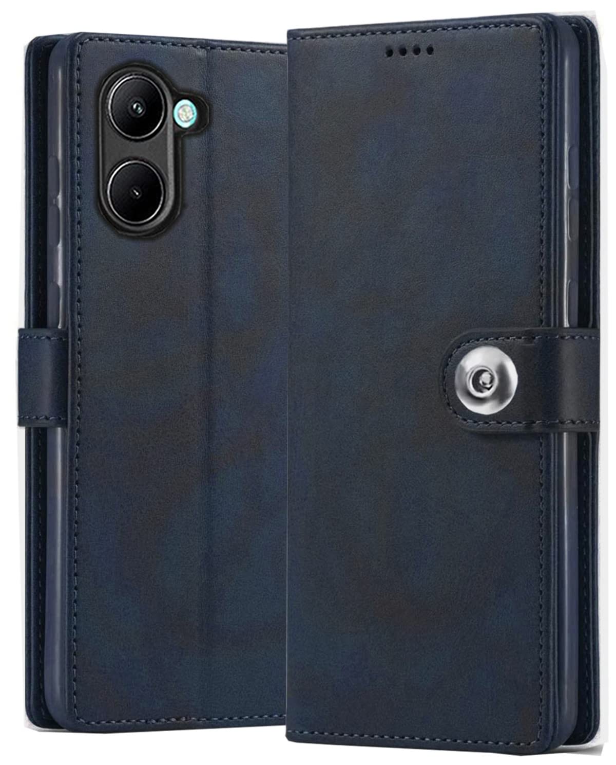 SHINESTAR Ultimate Leather Finish Flip Back Cover for Realme C33 | Inside TPU & Inbuilt Stand | Wallet Style Back Cover Case for Realme C33 | Stylish Button Magnetic Closure - Blue (B0BJPJY9DT) Amazon Price History, Amazon Price Tracker