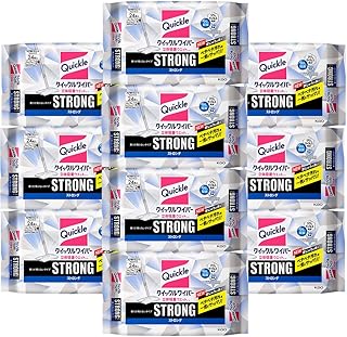 クイックル 【ケース販売】ワイパー フロア用掃除道具 立体吸着ウエットシート ストロング ガンコな油汚れ対応 24枚 ×10個