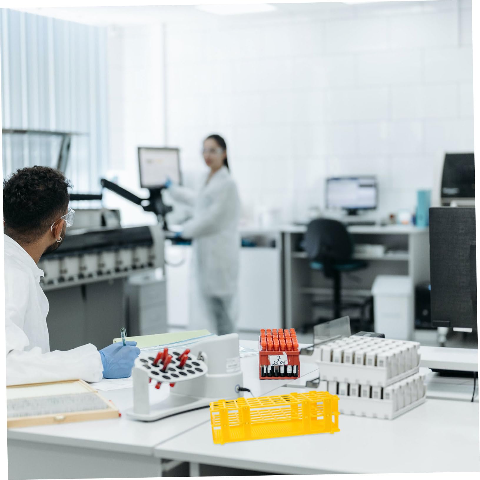 TOPBATHY 4pezzi Porta Provette Plastica per Laboratorio Supporto per Fiale di Campionamento Staccabile per Organizzazione di Campioni Chimici