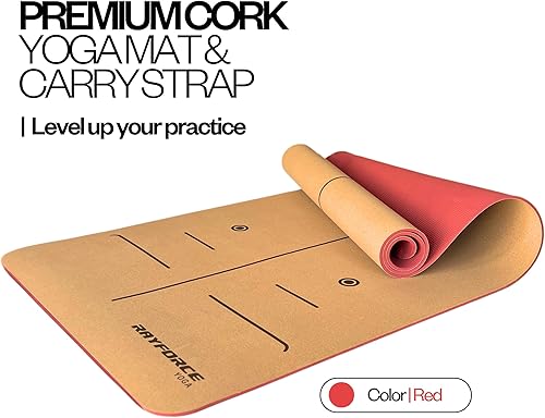 Miniatura 2 de Esterilla de yoga de corcho de alta calidad, amortiguación perfecta de 0.236 pulgadas, antideslizante, resistente al sudor, ecológica, con líneas de