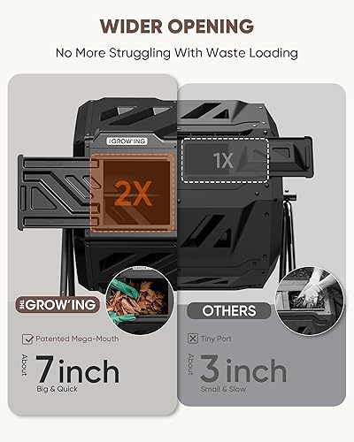 Miniatura 3 de THEGROW'ING - Contenedor de compostaje actualizado de 43 galones para exteriores, de montaje rápido, vaso de compostador de doble cámara, contenedor