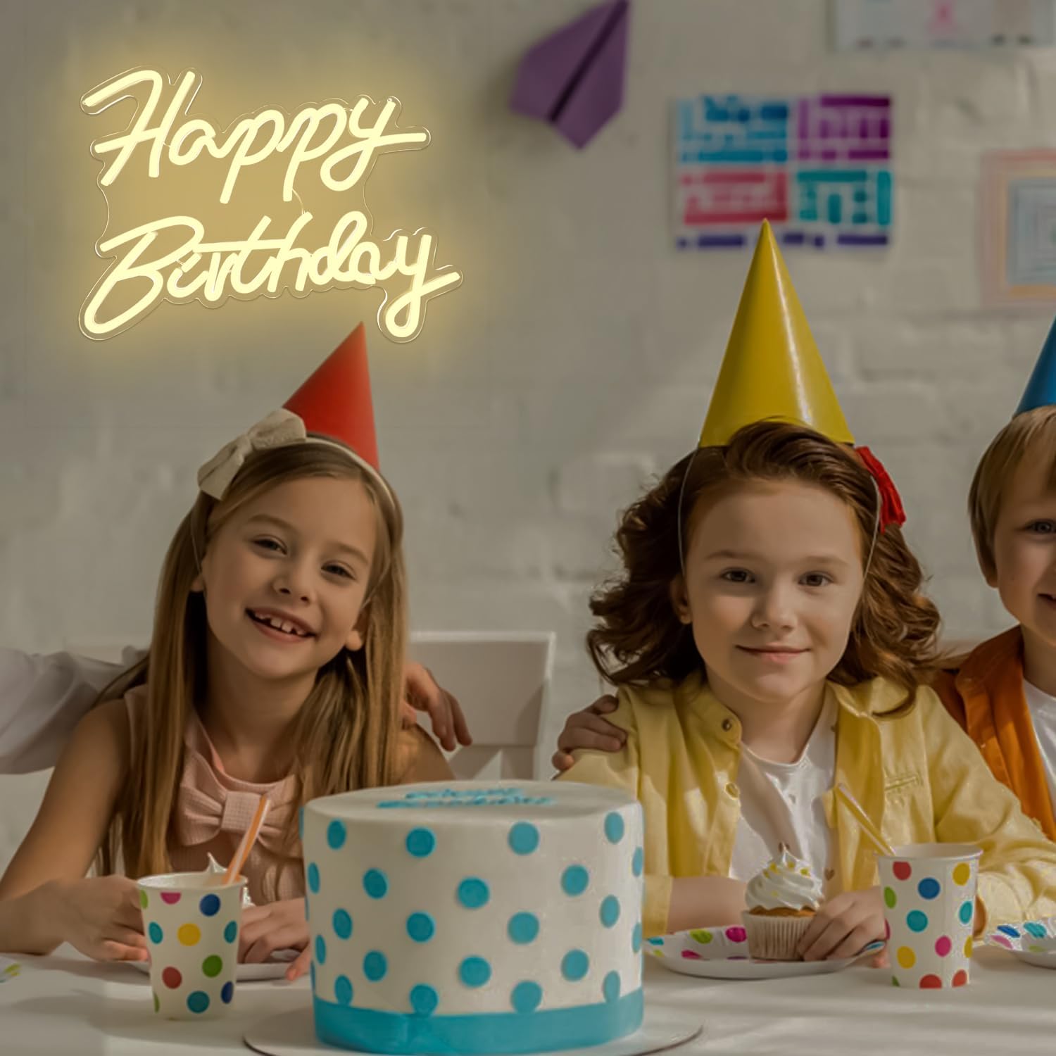 Ajoyferris Happy Birthday Neon Sign Dimmable Light Neon Happy Birthday Sign Happy Birthday Led Sign Happy Birthday Light Up Sign Happy Birthday Sign for Backdrop Birthday Party Decoration