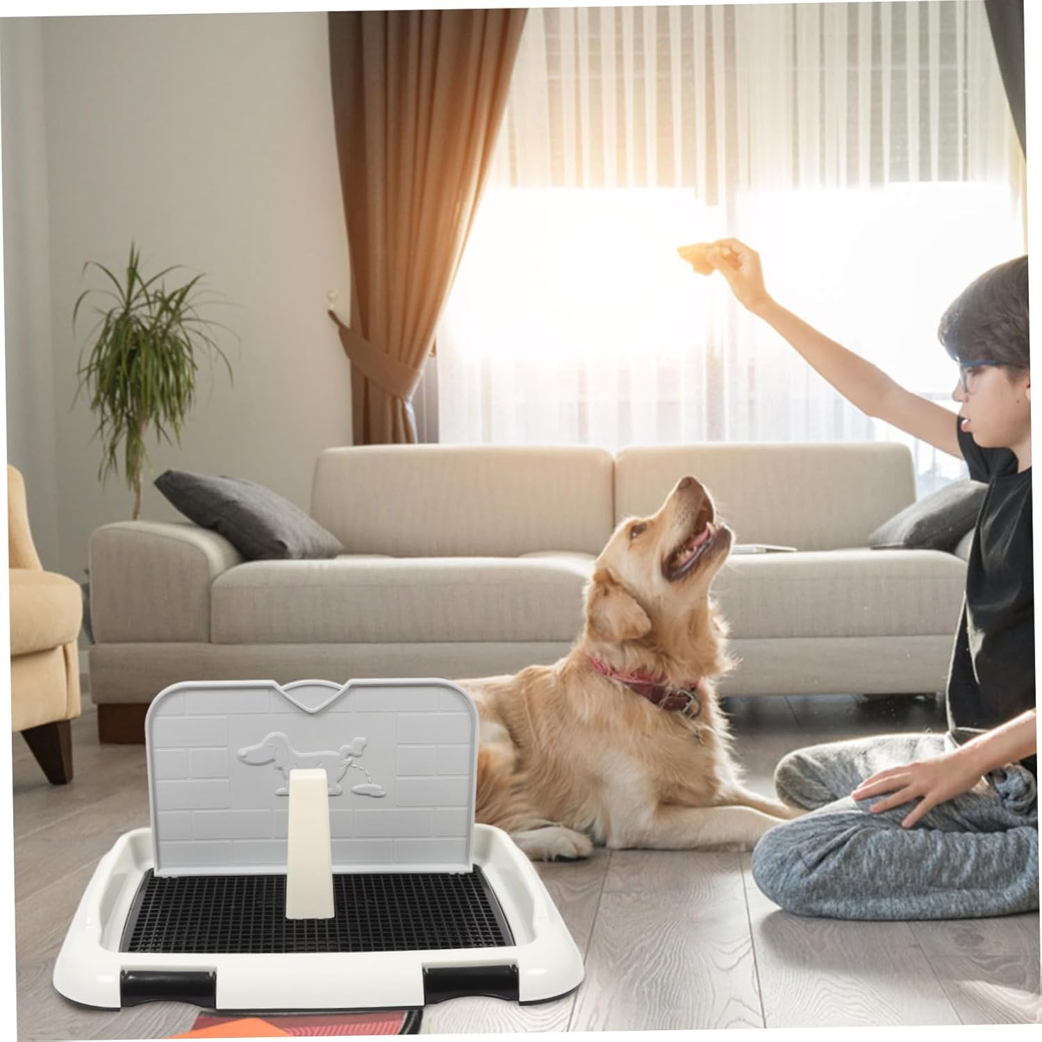 HEMOTON Dog Toilet Indoor Potty Tray Pee Baffle Easy to Clean Splashproof Versatile Mesh Potty Training for Home Use