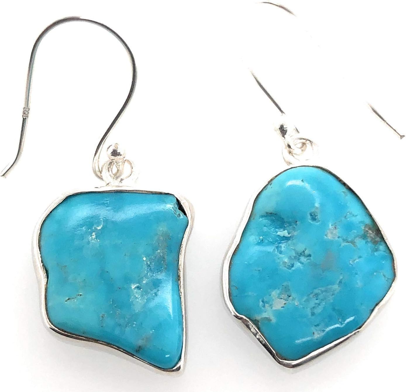 Natural Sleeping Beauty Turquoise 925 Solid Sterling Silver Earrings 30mm
