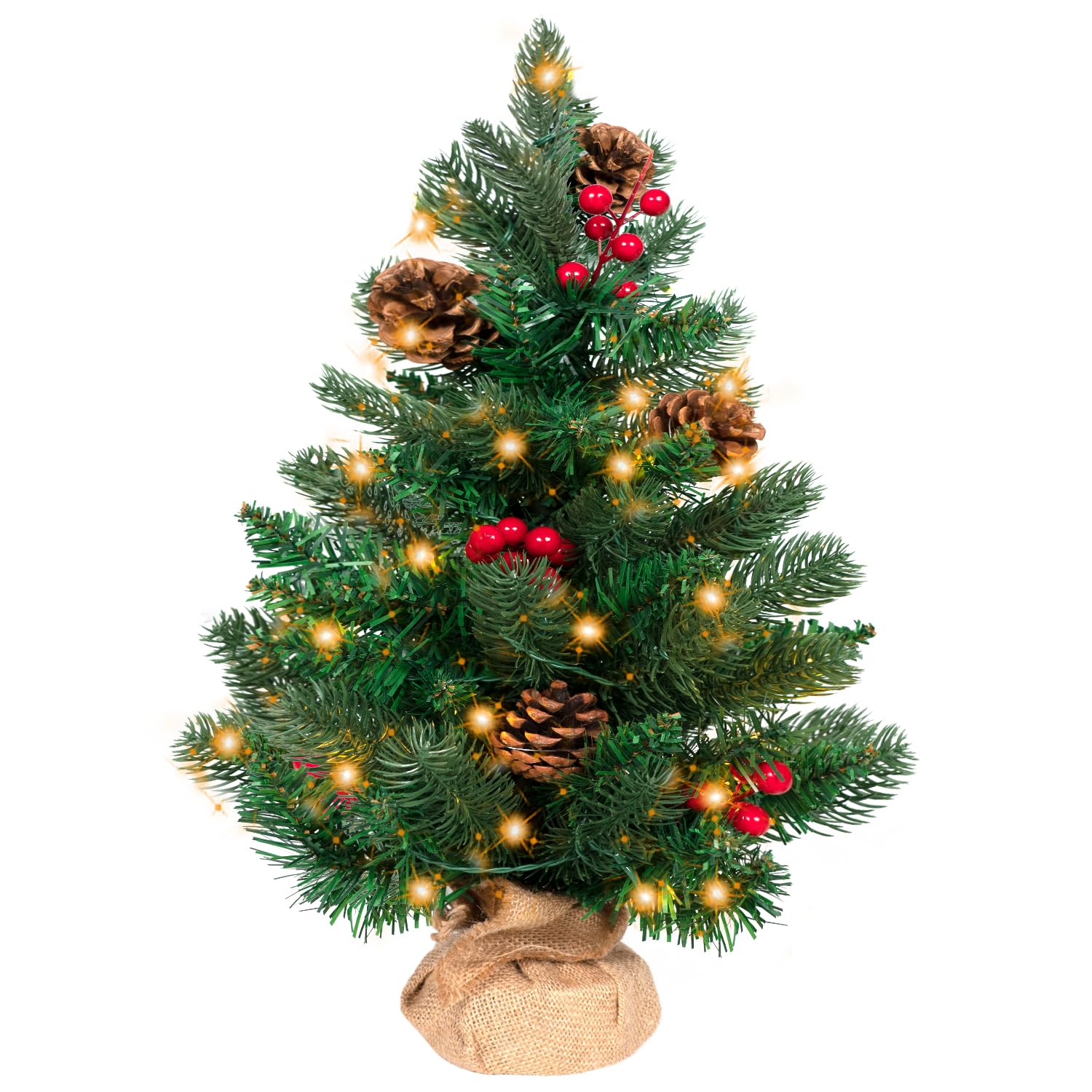 50cm Xmas Trees Artificial Christmas Desktop Tree with Lights for Office