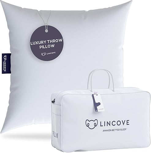 Lincove Euro - Almohada cuadrada de 12 x 12 pulgadas, fabricada en Canadá, funda 100% algodón, relleno alternativo al plumón, apto para veganos,