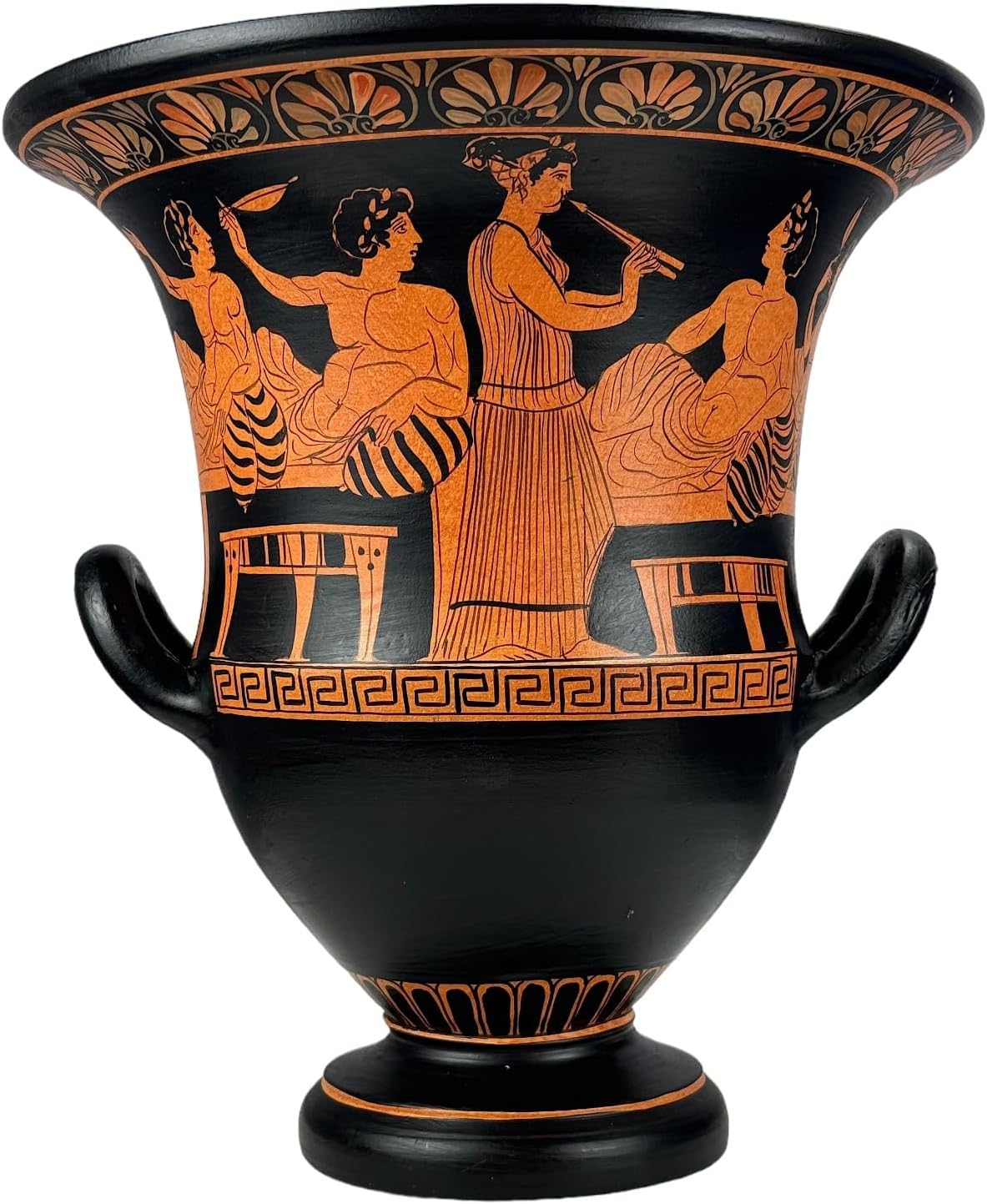 Symposium Krater Musician Female Satyr Ancient Greek Roman Pottery Vase Art