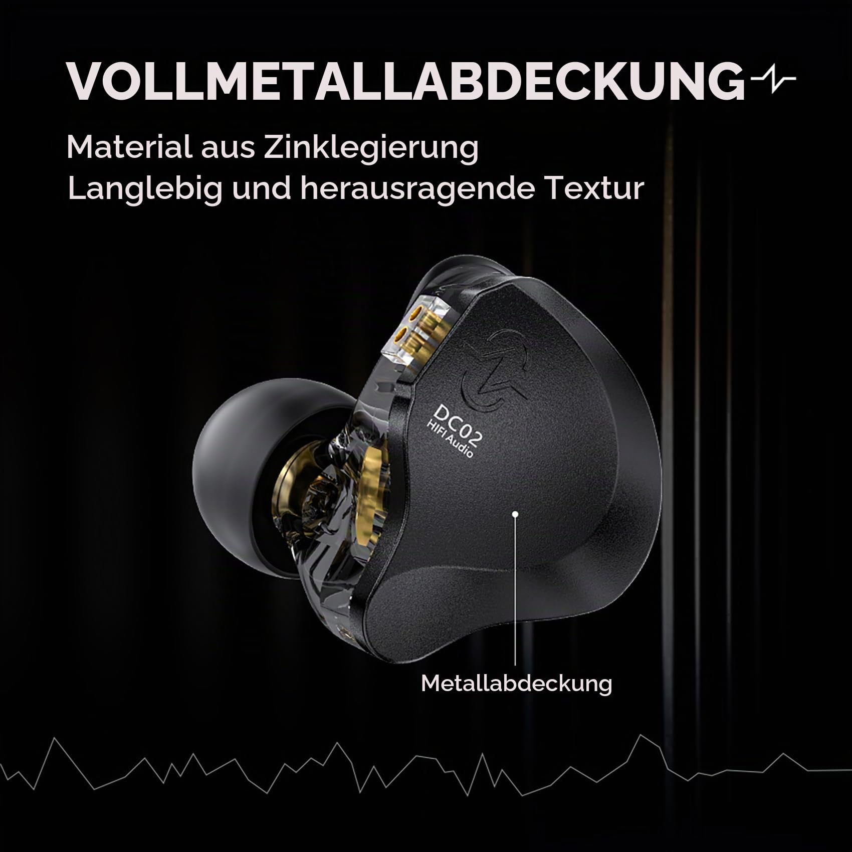 keephifi CCZ DC02 IEM Kopfhörer, USB-C 4Cores 4N OFC Gaming-Ohrhörer mit Mikrofon, 10 mm DD Dual-Magnetschaltung, PU- und PET-Verbundmembran, DJ-Kopfhörer, Tiefe Bass-In-Ear-Monitore für Musiker