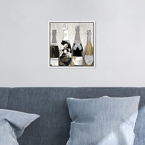 Miniatura 3 de The Oliver Gal Artist Co. Lienzo enmarcado con texto en inglés Pass The Bottle Night, Drinks and Spirits, decoración del hogar, 12 x 12 pulgadas,