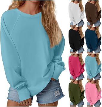 Oversized Sweatshirt for Women Long Sleeve Thumb Hole Shirts Crewneck Pullover Sweatshirts Casual Loose Tunic Tops