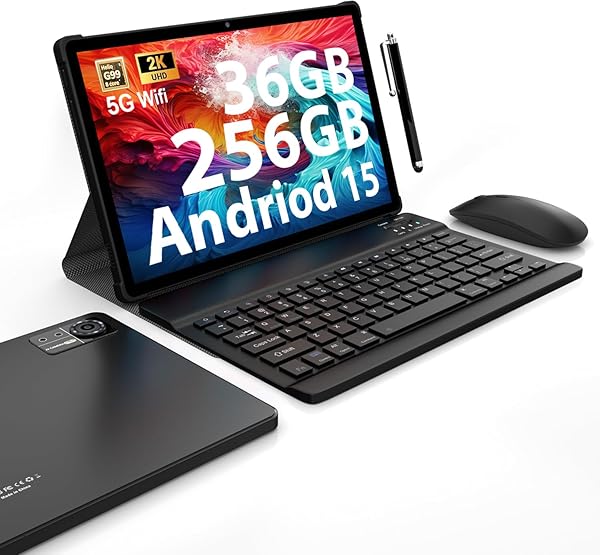 Tablet Android 15-11 Pollici Tablet in Offerta,5G WiFi,36GB RAM + 512GB ROM,5G WiFi,Octa Core,9580mAh,Foto AI 16MP+8MP,TÜV,GPS,Gemini AI,tablets con Tastiera,Mouse,Nero - 1