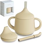 Moonkie Silicone Baby Sippy Cups | Straw Cup Baby | Toddler Cup with Straw | 3 Stages Training Cup for Baby Infants Toddlers and Kid, 4 oz(Ether)