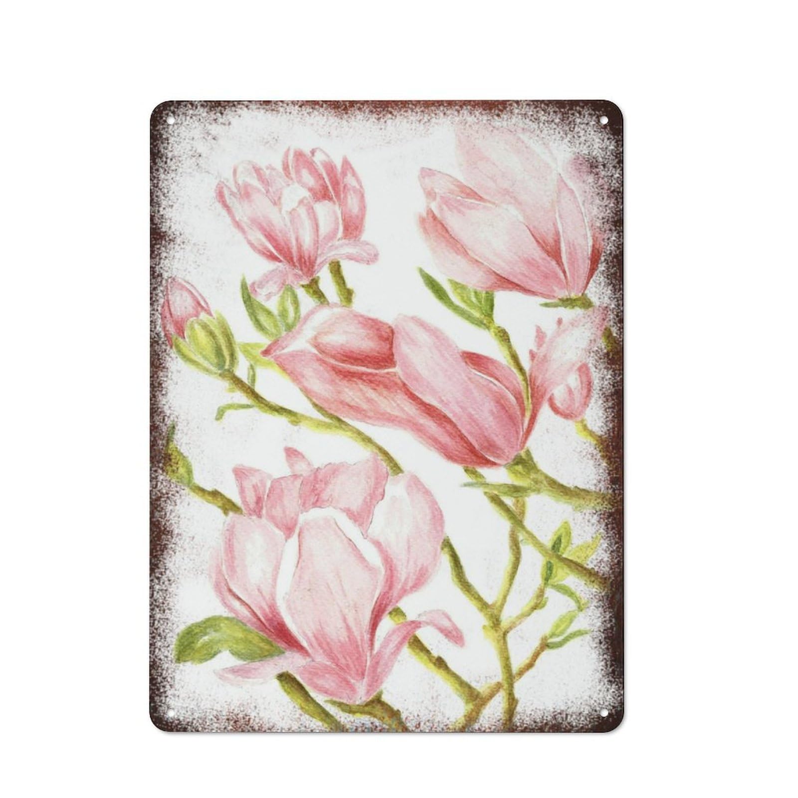 Large Size Floral Watercolor Print Metal Poster Home Cafe Restaurant Fashionable Vintage Wall Decor 8x12 Inch