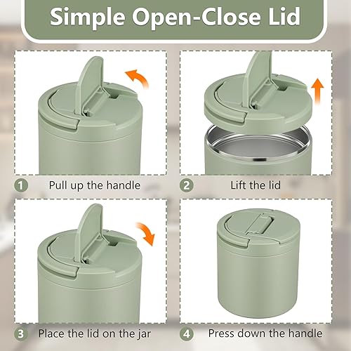 Miniatura 3 de Termo de sopa para adultos de 40 onzas de almuerzo de 40 onzas de ancho, recipientes térmicos aislados a prueba de fugas, acero inoxidable al vacío