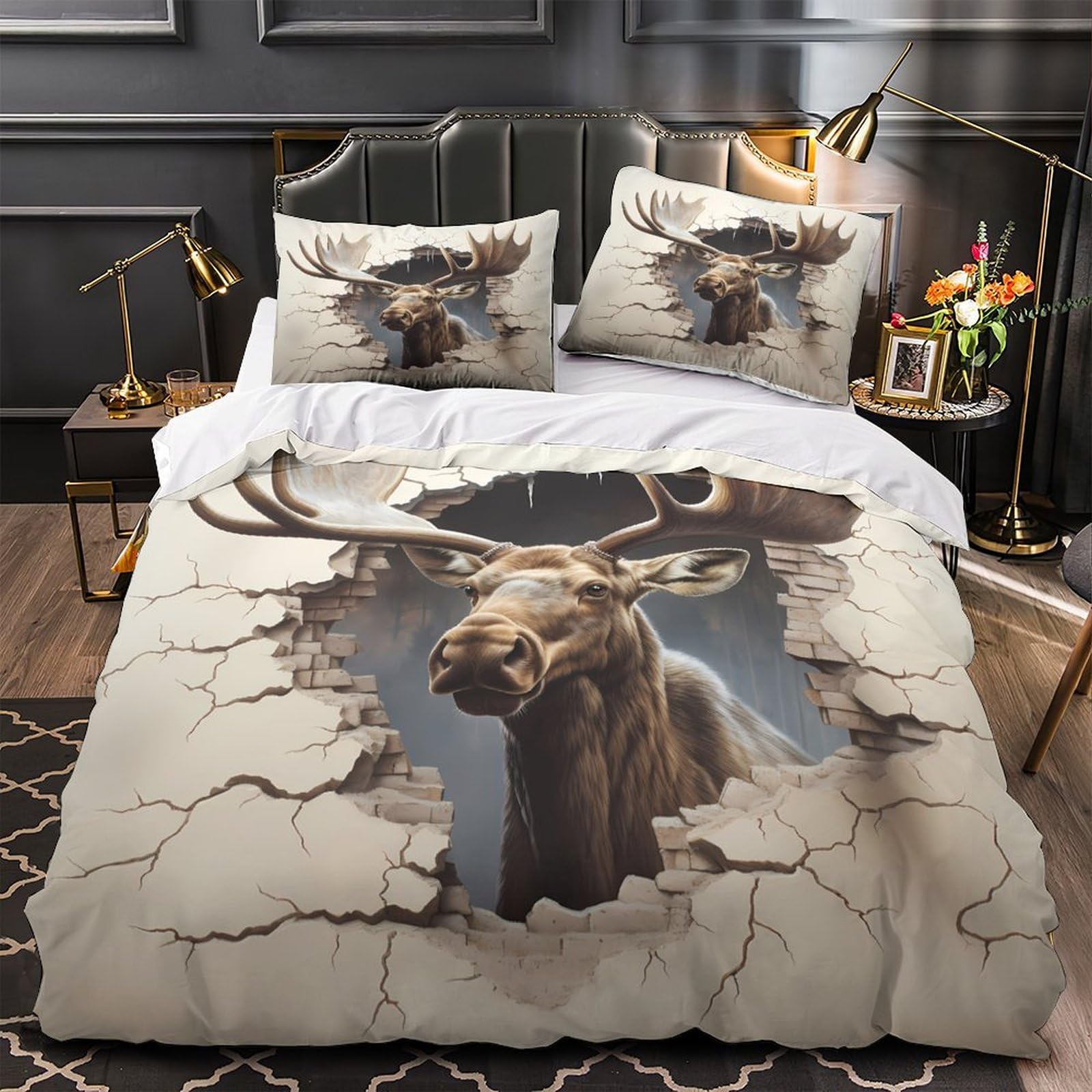 Housse de couette élan 3D pour créer une ambiance scandinave et cocooning dans une chambre