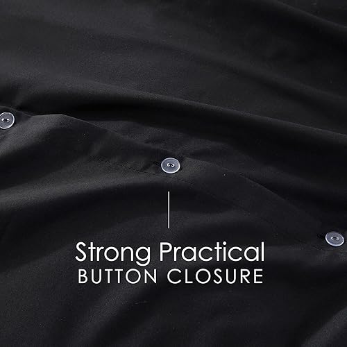 Miniatura 7 de Hearth & Harbor Juego de funda de edredón individual  Funda de edredón negra suave individual, doble cepillado individualindividual XL, funda de