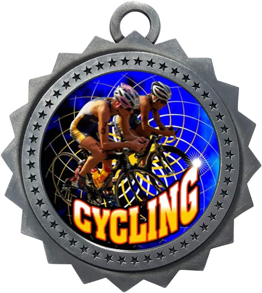 1 to 50 Packs Cycling Silver Large 3 Inch Engraved Medals Trophy Award Personalized Free D03-FCL449