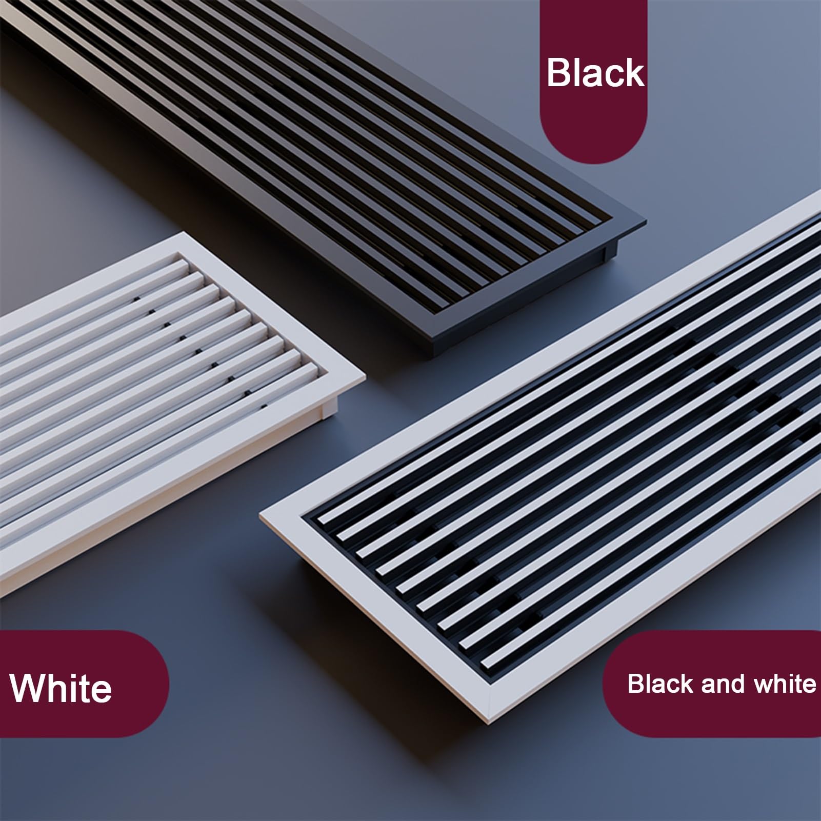 Grille d'aération rectangulaire réglable en plastique 90 x 10 cm pour grenier, salles de bains et garages, installation facile, persiennes durables pour une circulation d'air efficace