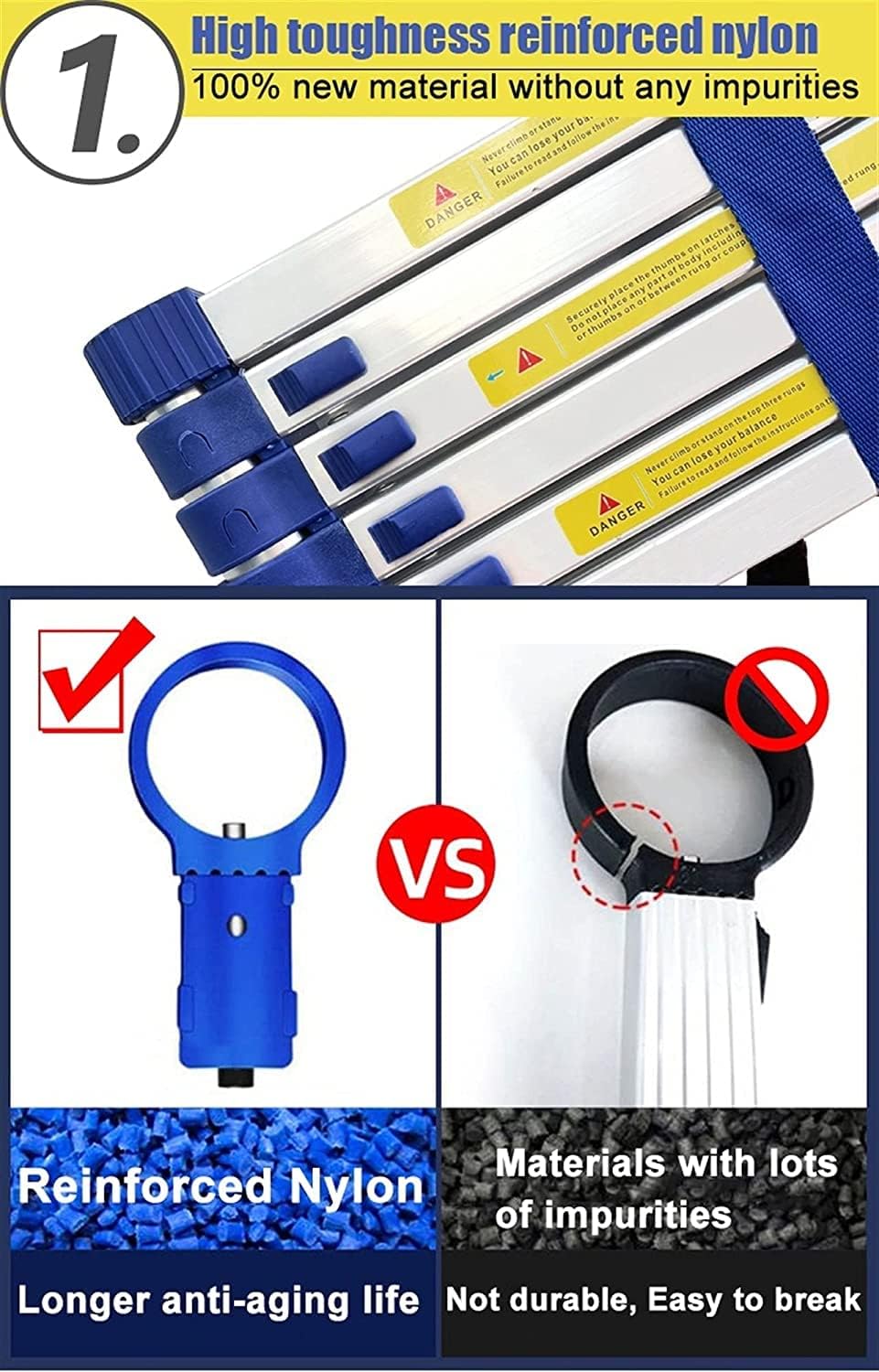 Aluminum Telescoping Ladder with Detachable Hook, 8m/ 7m/ 6m/ 5m/ 4m Tall Telescopic Extension Ladders with Stabilizer Bar for Home Roofing Loft (Size : 5.5m/18ft) (5.5m/18ft) Star of Light