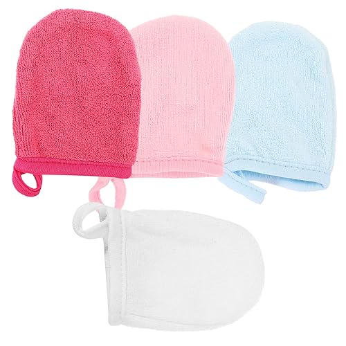 FRCOLOR Guantes de limpieza facial 4 unids limpieza de las yemas de los dedos removedor de maquillaje profundo toallitas fibra microfibra guantes de