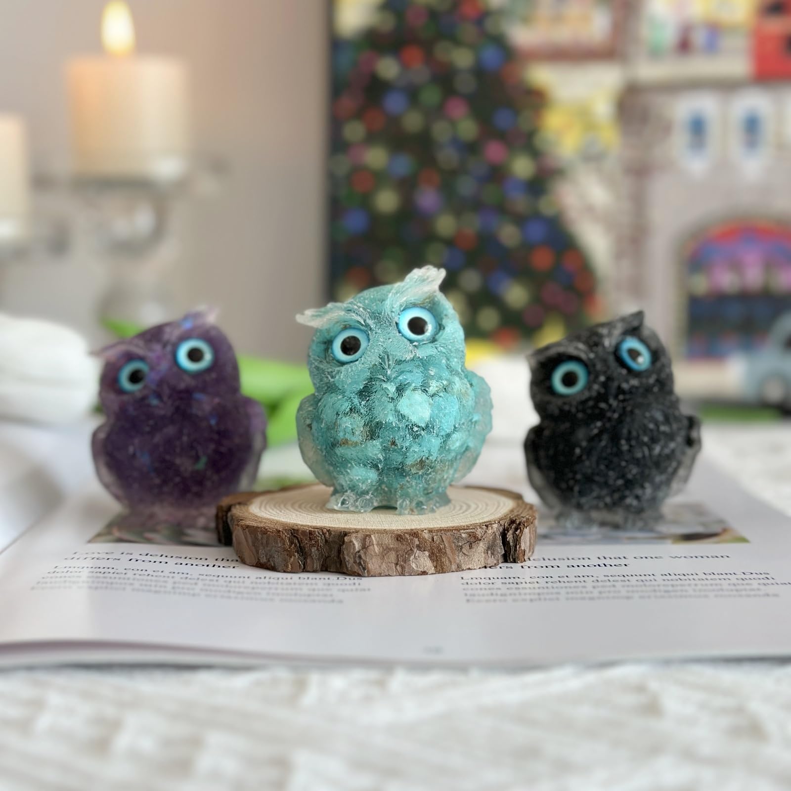 Amazon.co.jp: XYLIBLLA フクロウ装飾 天然クリスタルフクロウ像、宝石