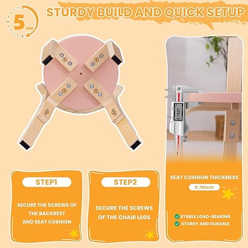 Miniatura 9 de Swegrow Silla de Madera para Niños, Silla para Niños Pequeños para Mesa, Sillas Apilables para Niños, Muebles de Madera para Niños para FamiliaSala