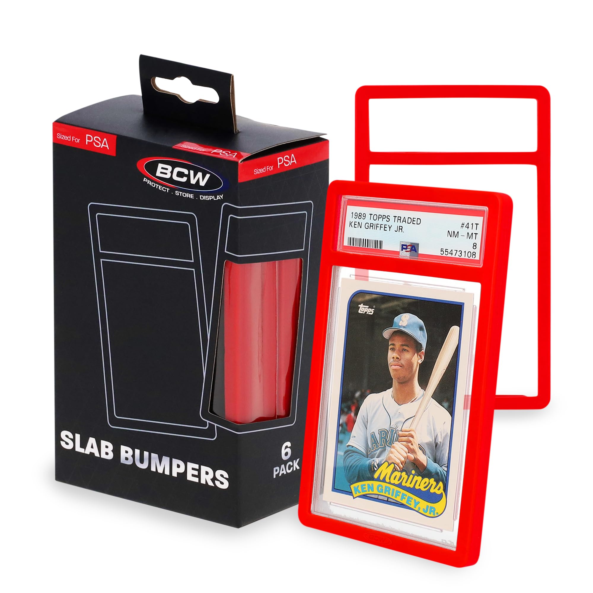 BCW Graded Card Slab Bumpers - Red | TPE Edge Protectors for PSA Slabs (2017–Current) | Secure Fit & Easy Grip | Pack of 6 Bumpers for PSA-Graded Card
