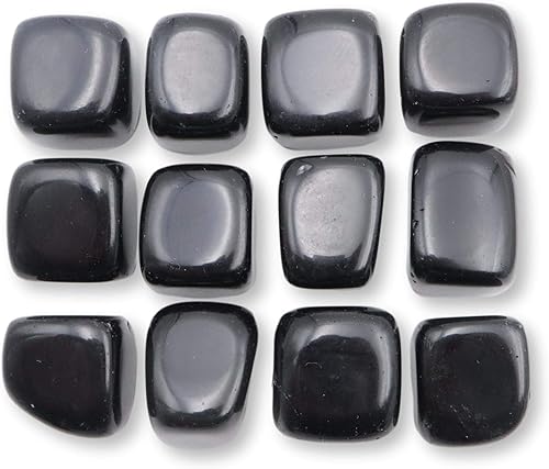NatureWonders - Obsidiana negra con 12 piedras curativas de color natural, acabado con cera de abejas, protección psíquica a tierra, liberación de
