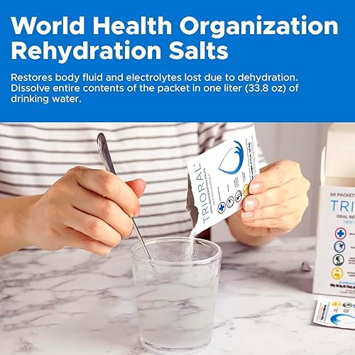 Miniatura 4 de TRIORAL Polvo de electrolitos de rehidratación - Fórmula de sales de suplemento de hidratación WHO - Combate la deshidratación de entrenamientos
