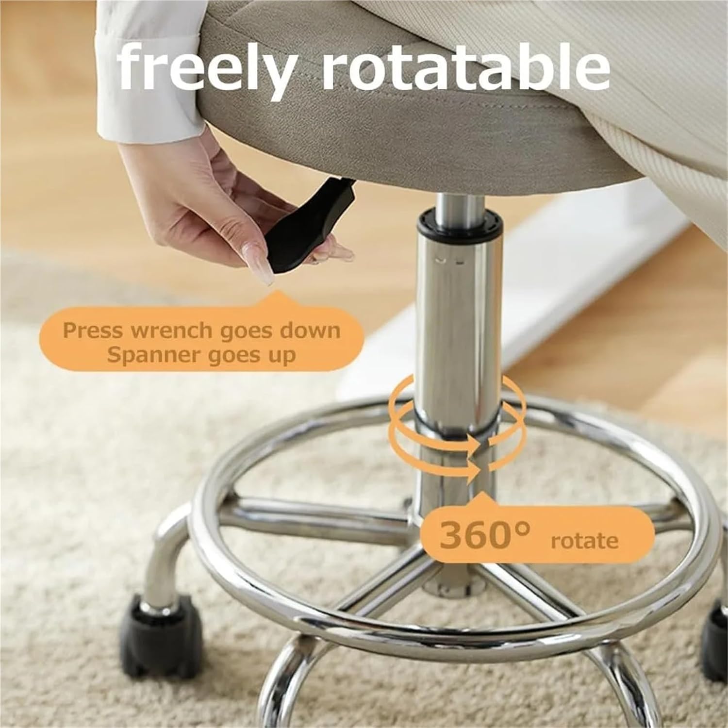 Multi-Purpose Adjustable Rolling Stools Chair Office Drafting Chair with Back Support and Footrest Multi-Purpose Desk Home Thick Seat Cushion for Bar