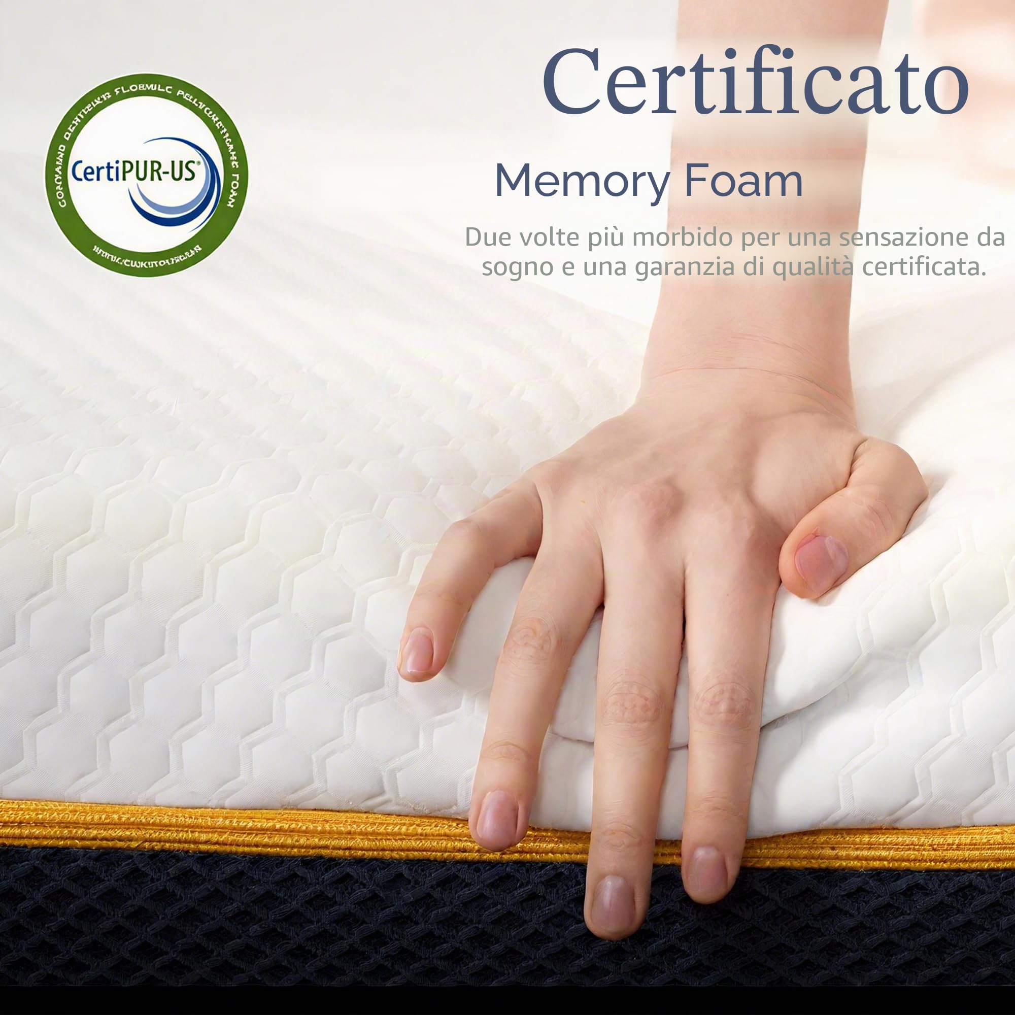 DEWINNER Materasso 160x200x21 cm|Memory Foam&Bambù Carbone|Supporto Alta Resilienza|TraspiranteIpoallergenico|Fodera Rimovibile Lavabile|Confort Medio
