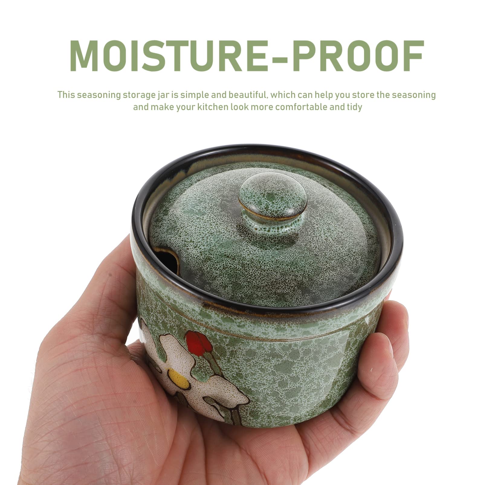 Grand Pot En Céramique Avec Couvercle Hermétique - Rangement Créatif Pour Café, Thé, Épices - Vert Déco - Cadeau Original - 4