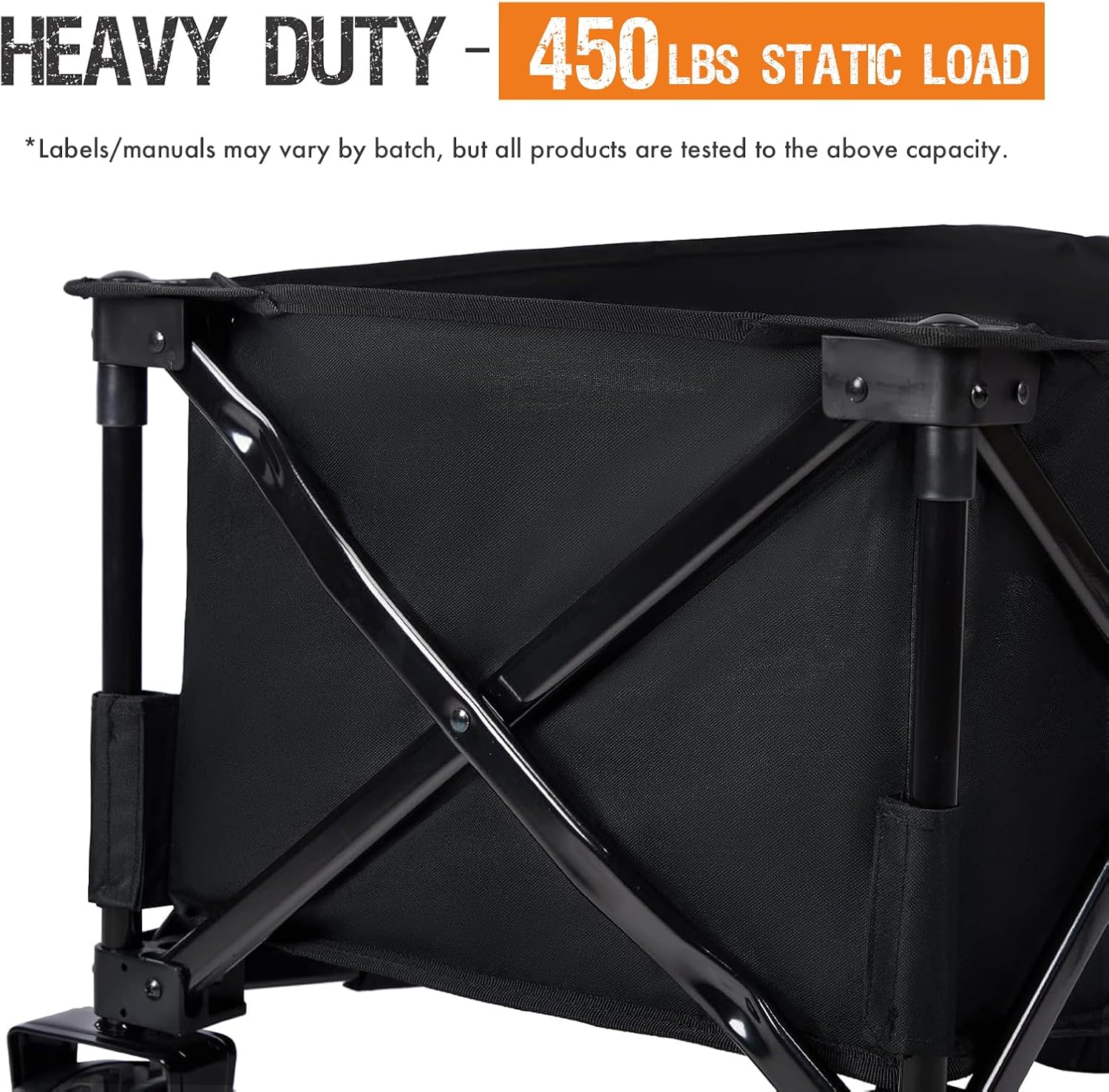 Diagram, der viser den kraftige rammestruktur og PORTAL-vognens statiske lasteevne på 450 kg