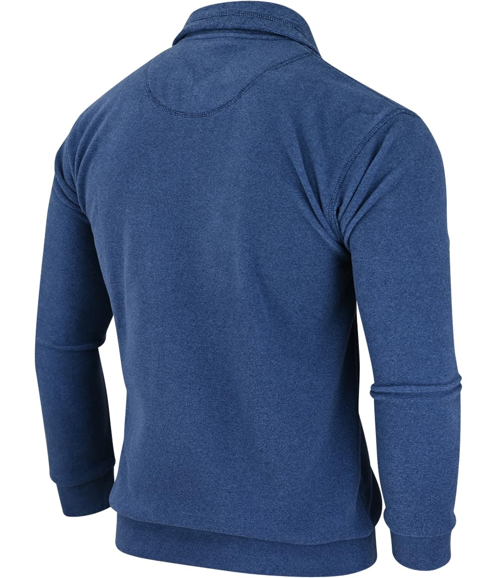 Soltice Herren Langarm Sweatshirt mit Brusttasche, Gestreifter Strickpullover mit Kragen, Meliert, Winter Baumwoll Poloshirt (M bis 3XL)