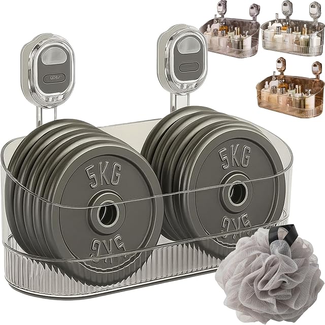 No-Drill Bathroom Suction Storage Box Large Capacity Strong Load-Bearing 2026 New Corrugated Suction Cup Storage Holder Glacier Pattern