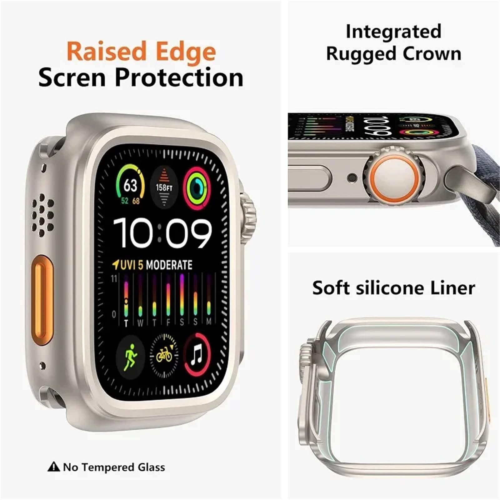SAAWEE Funda de protección de Metal para Apple Watch 46mm 45mm 44mm funda protectora de marco para iWatch Series 10 9 8 7 6 5 SE cambiar a Ultra 2 49mm