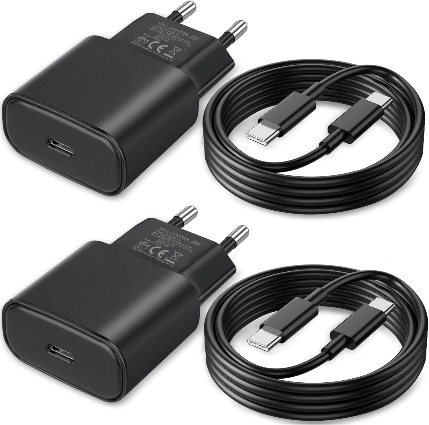 25W USB C Ladegerät Ladekabel für Samsung Galaxy S25 S24 S23 S22 S21 Ultra S20fe A56 A55 A54 A53 A52 A51 A50 A33 A22 A16 A13/Tablet,2Pack 2M Schnellladekabel mit Schnellladegerät Fast Charger Netzteil - Amazon product rated Grade A
