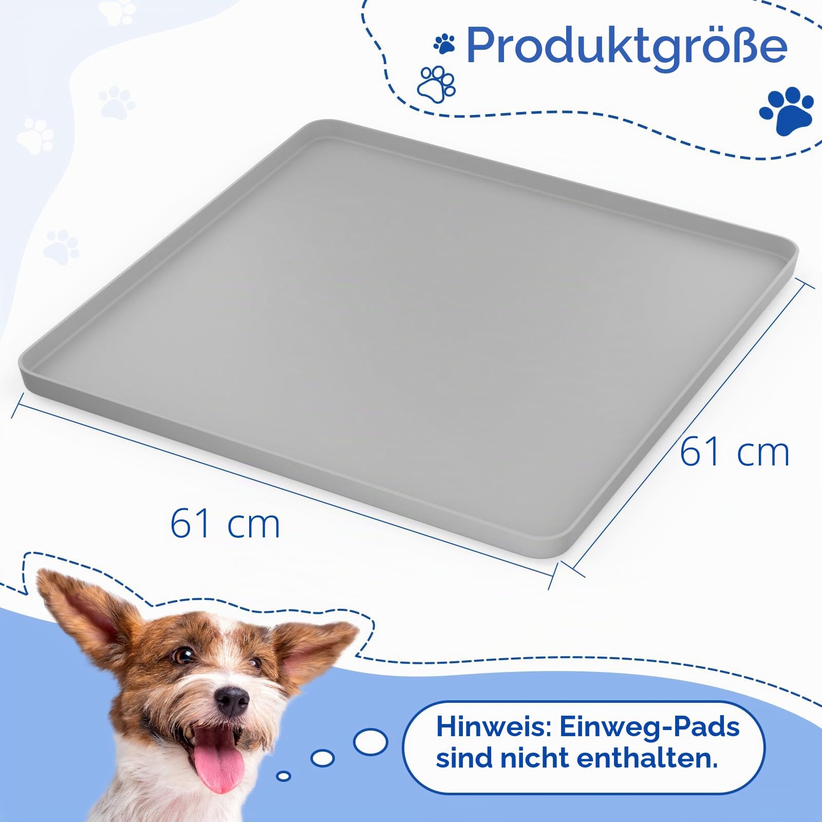 VavoPaw Hund Urinierpad Halter, 24" × 24" Welpen Unterlagen Halter mit Klammen, Erhöht Kante Lecksicher Hundetoilette Halter, Wasserdicht Silikon PIPI Matten Halter, Leicht zu Reinigen Welpentoilette