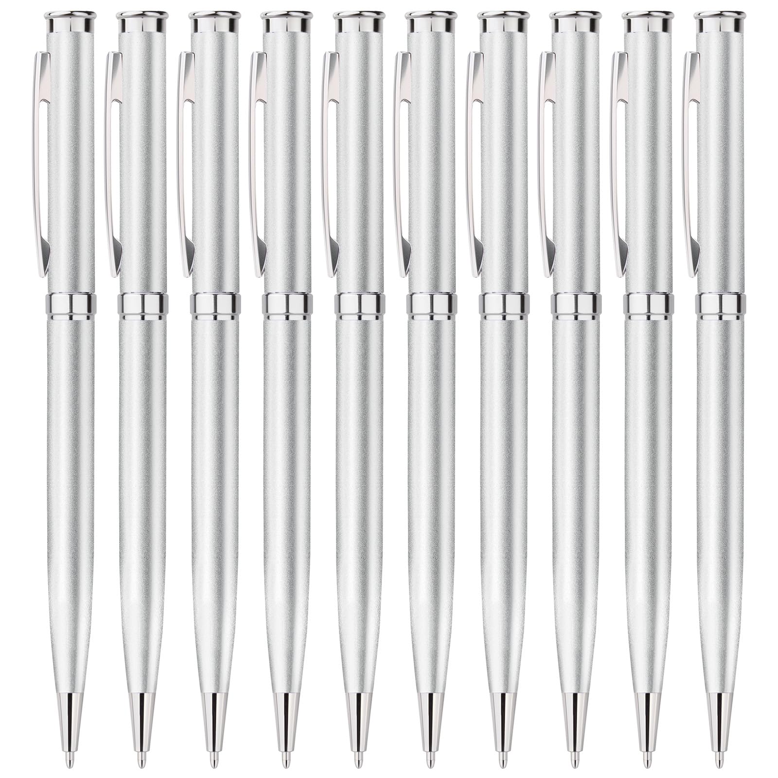 200 stück Kugelschreiber,Geschenke für männer,Ballpoint Pen,Ergonomische Schreibstifte Set,Drehkugelschreiber,Silber Kugelschreiber mit Blau Mine
