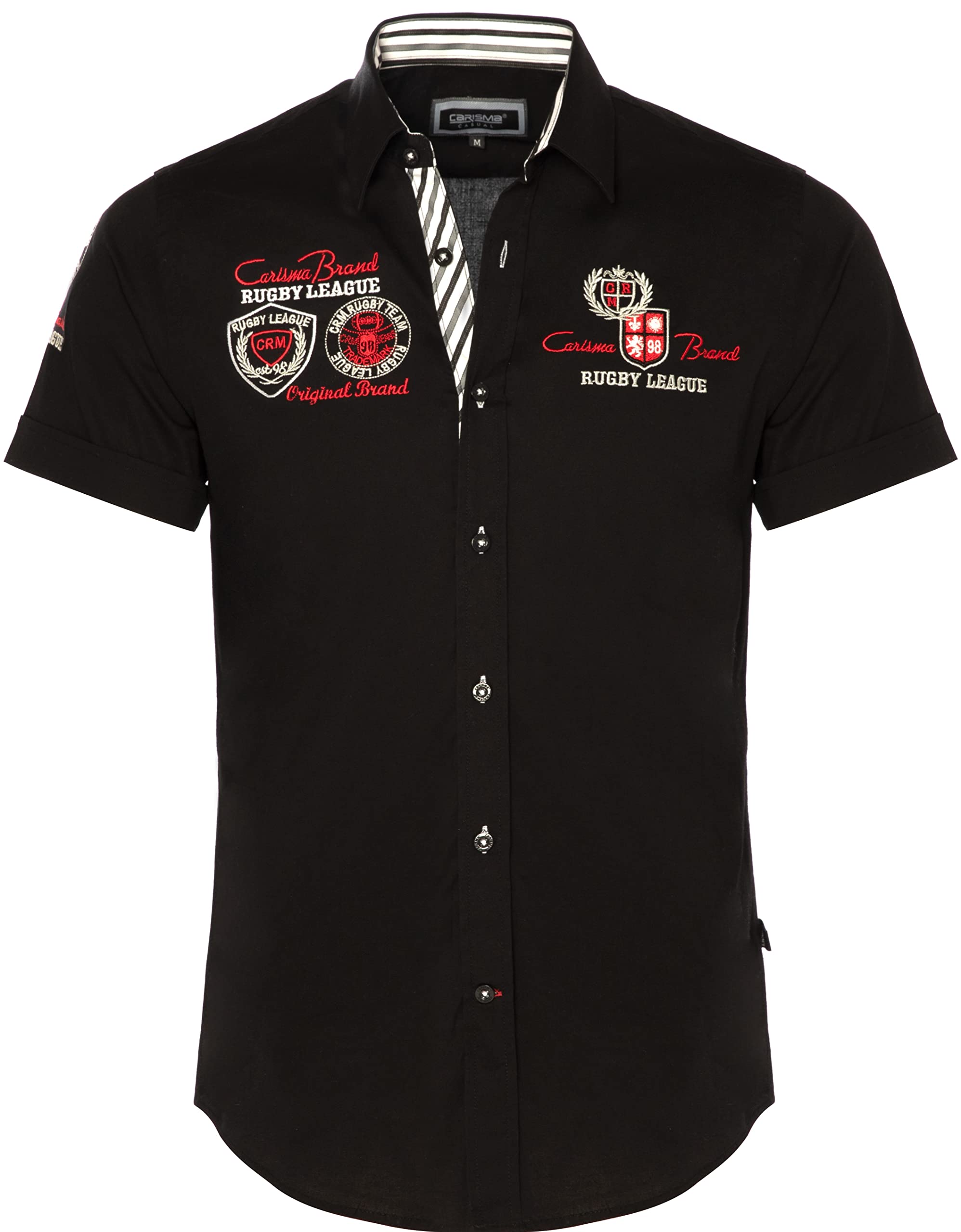 Carisma Camicia da uomo a maniche corte in 97% cotone. Camicia a maniche corte con ricamo. Camicia per il tempo libero. Camicia estiva da uomo
