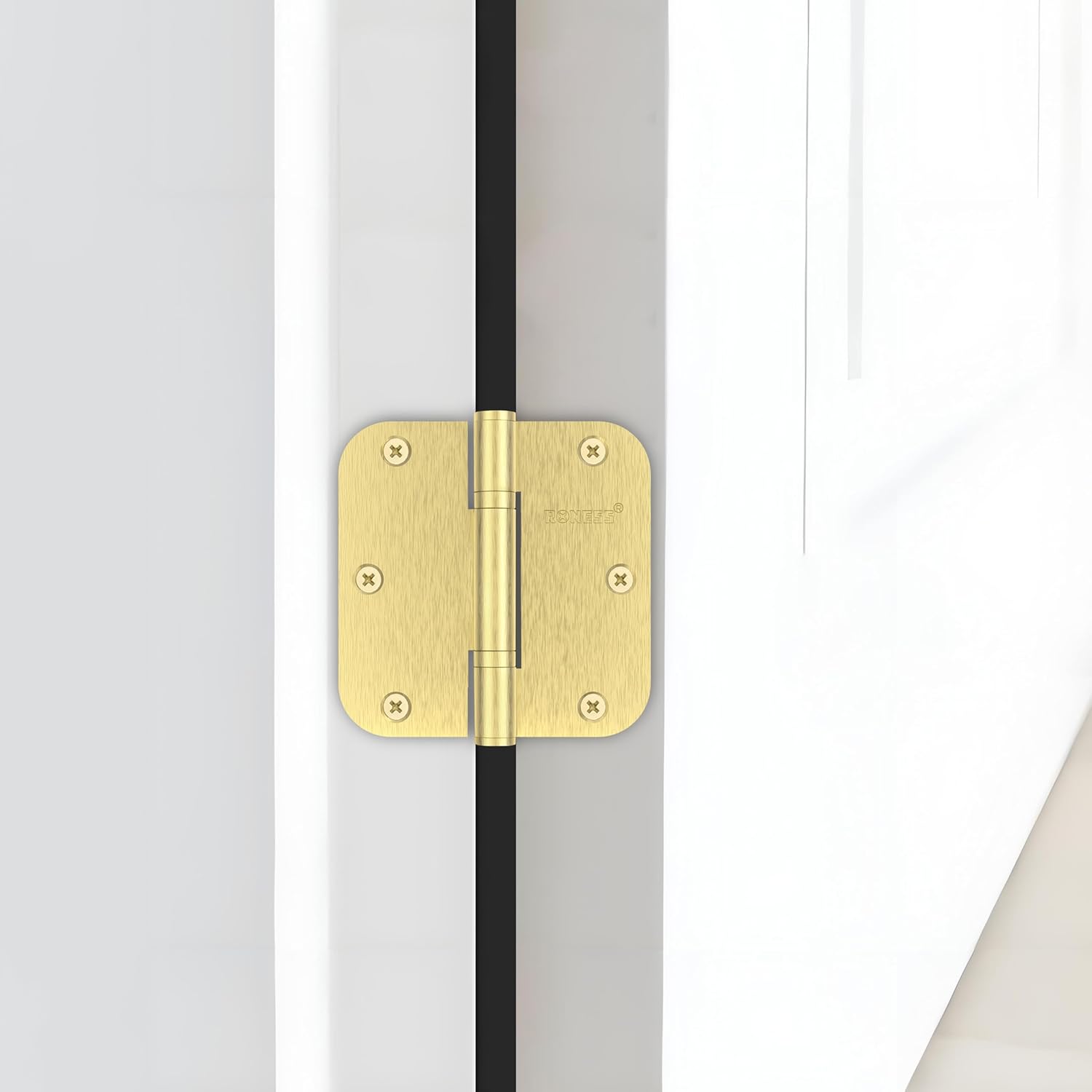 24 Pack Door Hinges 3.5'' Premium Stainless Steel Door Hinges 3.5'' X 3.5'' with 5/8" Radius Corner Heavy Duty Rust-Resistant Oil-Free Doors Hardware (Brushed Gold)