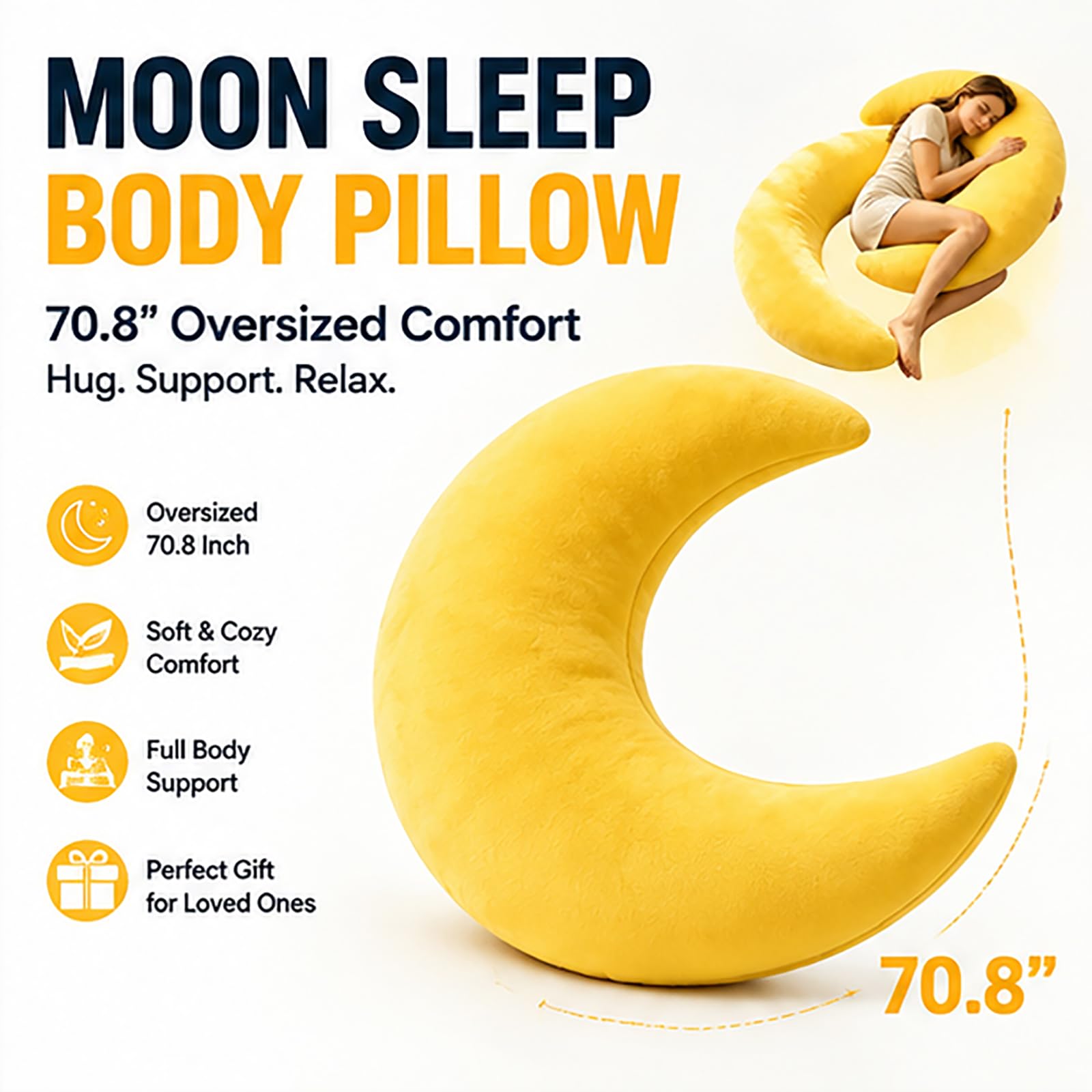 Almohada Corporal para quienes Duermen de Lado,Almohada Moon Sleep