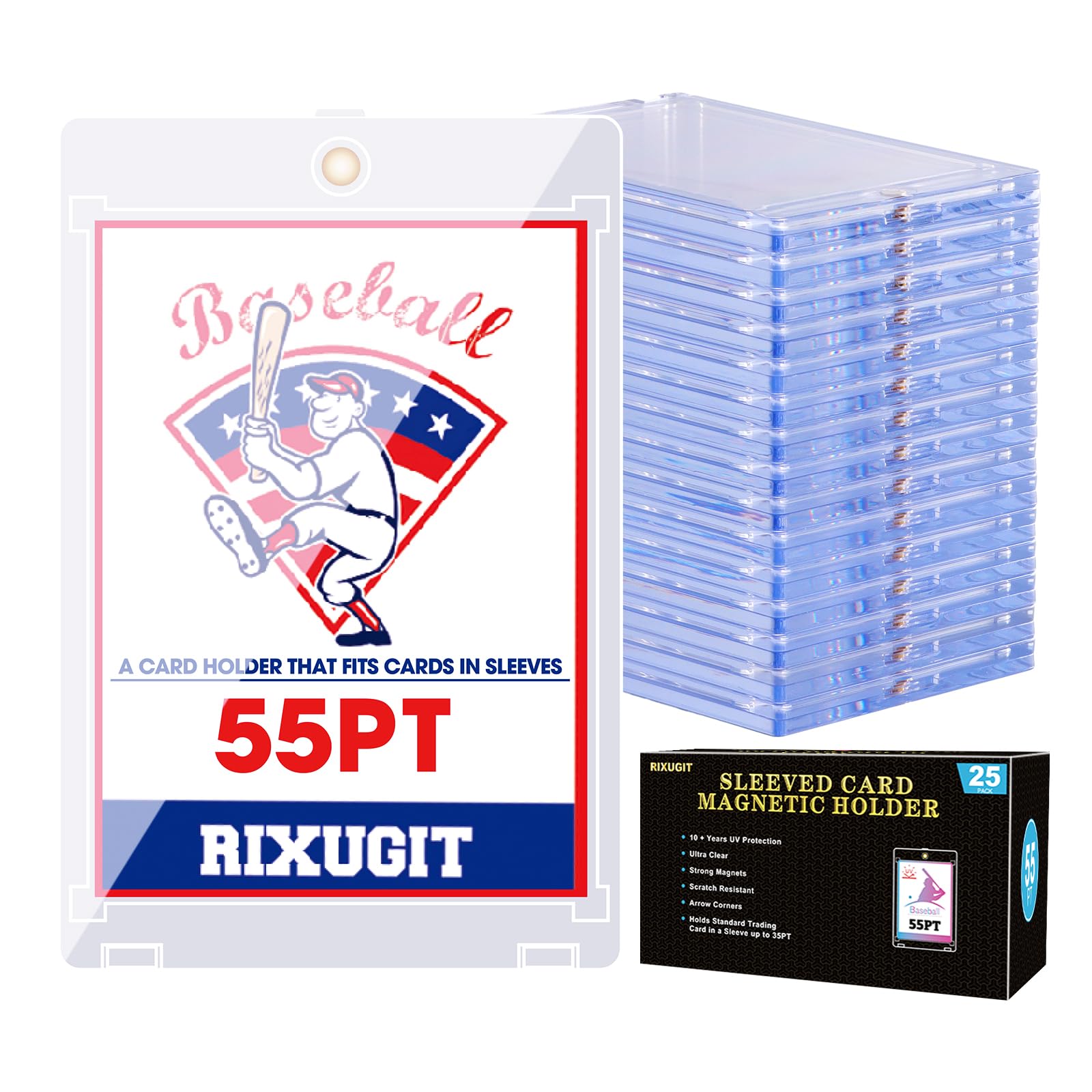 Amazon.com: 25-Pack Sleeved Magnetic Card Holders - 55pt One Touch