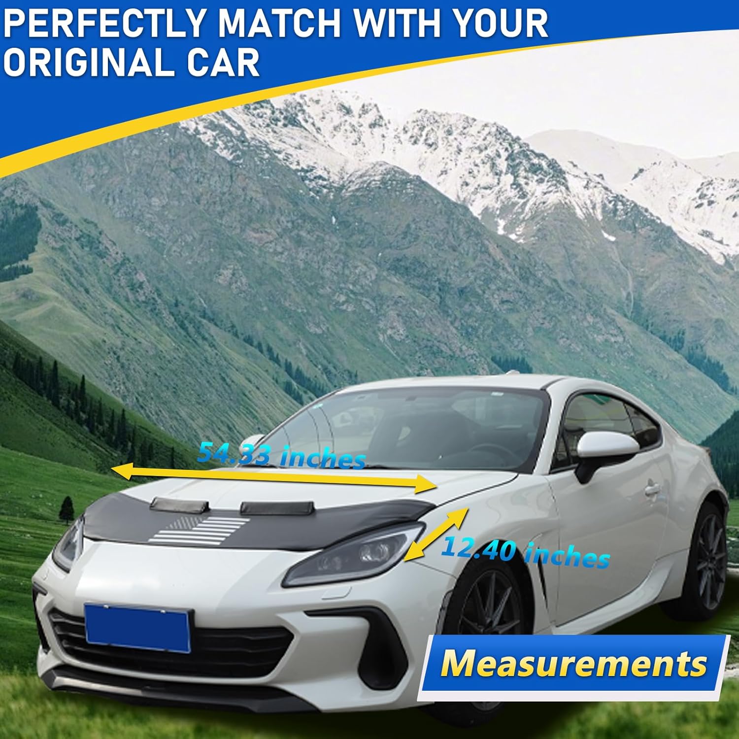 Black Leather Hood Bra Front End Nose Mask Compatible with Subaru BRZ Toyota 86 2022-2024 Car Hood Protector,Auto Hood Bonnet Bra Exterior Accessories (Style B)