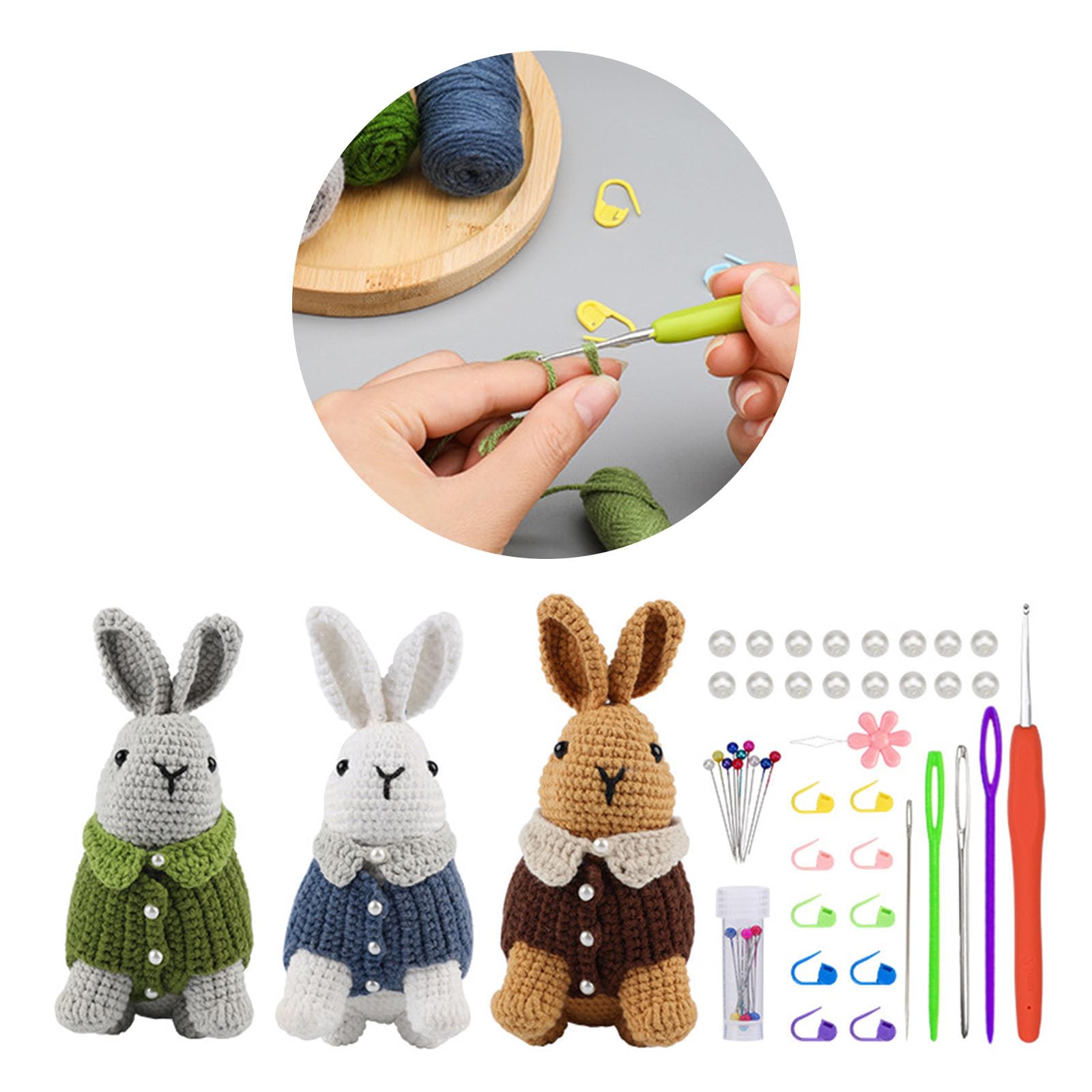 NEWFT Kit per uncinetto a mano per principianti, confezione iniziale di animali carini con gancio per filo, accessorio per uncinetto