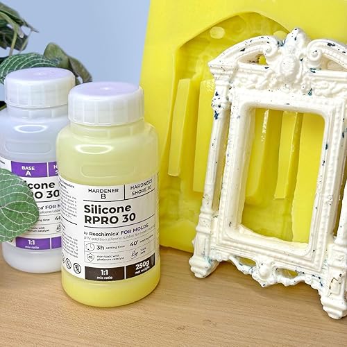 Miniatura 5 de Fabricación de moldes de goma de silicona dura (35.27 onzas), silicona líquida de platino no tóxica, lo que hace que la relación de mezcla de