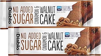 Diablo No Added Sugar Cinnamon & Walnut Cake – Healthy Snacks Sweet Treat, Cakes and Desserts for All, Ideal for Snack Time, Tea & Party Treat, Halal & Kosher Approved – 200g (Pack of 2)
